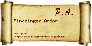 Pinczinger Andor névjegykártya